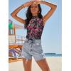 imageWomens Mesh Floral Tank Tops Sleeveless Mock Neck Sexy Going Out Shirts 2025 Trendy Summer Casual OutfitsFloral Red