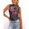 imageWomens Mesh Floral Tank Tops Sleeveless Mock Neck Sexy Going Out Shirts 2025 Trendy Summer Casual OutfitsFloral Red