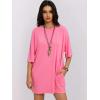 imageWomens Oversized T Shirt Dress Short Sleeve Crewneck Tunic Tops Basic Summer Casual Mini Short Dresses with PocketsHot Pink