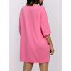 imageWomens Oversized T Shirt Dress Short Sleeve Crewneck Tunic Tops Basic Summer Casual Mini Short Dresses with PocketsHot Pink
