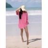 imageWomens Oversized T Shirt Dress Short Sleeve Crewneck Tunic Tops Basic Summer Casual Mini Short Dresses with PocketsHot Pink