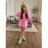 imageWomens Oversized T Shirt Dress Short Sleeve Crewneck Tunic Tops Basic Summer Casual Mini Short Dresses with PocketsHot Pink