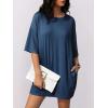 imageWomens Oversized T Shirt Dress Short Sleeve Crewneck Tunic Tops Basic Summer Casual Mini Short Dresses with PocketsNavy