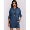 imageWomens Oversized T Shirt Dress Short Sleeve Crewneck Tunic Tops Basic Summer Casual Mini Short Dresses with PocketsNavy