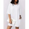imageWomens Oversized T Shirt Dress Short Sleeve Crewneck Tunic Tops Basic Summer Casual Mini Short Dresses with PocketsWhite