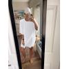 imageWomens Oversized T Shirt Dress Short Sleeve Crewneck Tunic Tops Basic Summer Casual Mini Short Dresses with PocketsWhite