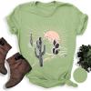 imageWomens Short Sleeve T Shirts Graphic Tees Crewneck Casual Loose 2025 Summer Boho TopsCactus