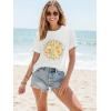 imageWomens Short Sleeve T Shirts Graphic Tees Crewneck Casual Loose 2025 Summer Boho TopsFlower
