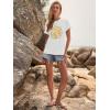imageWomens Short Sleeve T Shirts Graphic Tees Crewneck Casual Loose 2025 Summer Boho TopsFlower