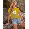 imageWomens Short Sleeve T Shirts Graphic Tees Crewneck Casual Loose 2025 Summer Boho TopsFlower1