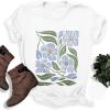 imageWomens Short Sleeve T Shirts Graphic Tees Crewneck Casual Loose 2025 Summer Boho TopsFlower2