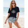 imageWomens Short Sleeve T Shirts Graphic Tees Crewneck Casual Loose 2025 Summer Boho TopsFlower3