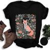 imageWomens Short Sleeve T Shirts Graphic Tees Crewneck Casual Loose 2025 Summer Boho TopsFox