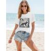 imageWomens Short Sleeve T Shirts Graphic Tees Crewneck Casual Loose 2025 Summer Boho TopsFox1