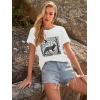 imageWomens Short Sleeve T Shirts Graphic Tees Crewneck Casual Loose 2025 Summer Boho TopsFox1