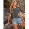 imageWomens Short Sleeve T Shirts Graphic Tees Crewneck Casual Loose 2025 Summer Boho TopsGrey Star