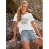 imageWomens Short Sleeve T Shirts Graphic Tees Crewneck Casual Loose 2025 Summer Boho TopsWhite