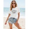imageWomens Short Sleeve T Shirts Graphic Tees Crewneck Casual Loose 2025 Summer Boho TopsWhite