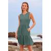 imageWomens Sleeveless Summer Mini Dress Tank Flowy Tiered Short A Line Sundresses Beach Vacation Dresses with PocketsOlive Green