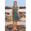 imageWomens Sleeveless Summer Mini Dress Tank Flowy Tiered Short A Line Sundresses Beach Vacation Dresses with PocketsOlive Green