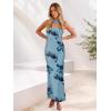 imageWomens Strapless Tube Dress Mesh Floral Summer Bodycon Long Maxi Cocktail Party Wedding Guest DressesBlue