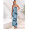 imageWomens Strapless Tube Dress Mesh Floral Summer Bodycon Long Maxi Cocktail Party Wedding Guest DressesBlue