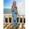 imageWomens Strapless Tube Dress Mesh Floral Summer Bodycon Long Maxi Cocktail Party Wedding Guest DressesBlue