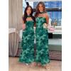 imageWomens Strapless Tube Dress Mesh Floral Summer Bodycon Long Maxi Cocktail Party Wedding Guest DressesGreen