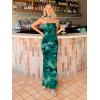 imageWomens Strapless Tube Dress Mesh Floral Summer Bodycon Long Maxi Cocktail Party Wedding Guest DressesGreen