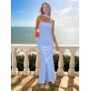 imageWomens Strapless Tube Dress Mesh Floral Summer Bodycon Long Maxi Cocktail Party Wedding Guest DressesSky Blue