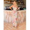 imageWomens Strapless Tube Dress Mesh Floral Summer Bodycon Long Maxi Cocktail Party Wedding Guest DressesYellow