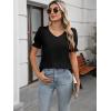 imageWomens Summer Tops Ruffle Short Sleeve V Neck Blouses Dressy Casual Loose Work T ShirtsBlack
