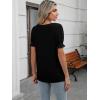 imageWomens Summer Tops Ruffle Short Sleeve V Neck Blouses Dressy Casual Loose Work T ShirtsBlack