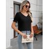 imageWomens Summer Tops Ruffle Short Sleeve V Neck Blouses Dressy Casual Loose Work T ShirtsBlack