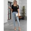 imageWomens Summer Tops Ruffle Short Sleeve V Neck Blouses Dressy Casual Loose Work T ShirtsBlack