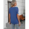imageWomens Summer Tops Ruffle Short Sleeve V Neck Blouses Dressy Casual Loose Work T ShirtsDeep Blue