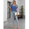imageWomens Summer Tops Ruffle Short Sleeve V Neck Blouses Dressy Casual Loose Work T ShirtsDeep Blue