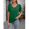 imageWomens Summer Tops Ruffle Short Sleeve V Neck Blouses Dressy Casual Loose Work T ShirtsGreen
