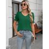 imageWomens Summer Tops Ruffle Short Sleeve V Neck Blouses Dressy Casual Loose Work T ShirtsGreen