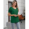 imageWomens Summer Tops Ruffle Short Sleeve V Neck Blouses Dressy Casual Loose Work T ShirtsGreen