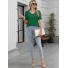 imageWomens Summer Tops Ruffle Short Sleeve V Neck Blouses Dressy Casual Loose Work T ShirtsGreen