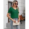 imageWomens Summer Tops Ruffle Short Sleeve V Neck Blouses Dressy Casual Loose Work T ShirtsGreen