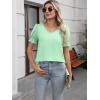 imageWomens Summer Tops Ruffle Short Sleeve V Neck Blouses Dressy Casual Loose Work T ShirtsLight Green