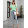 imageWomens Summer Tops Ruffle Short Sleeve V Neck Blouses Dressy Casual Loose Work T ShirtsLight Green
