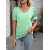 imageWomens Summer Tops Ruffle Short Sleeve V Neck Blouses Dressy Casual Loose Work T ShirtsLight Green