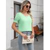 imageWomens Summer Tops Ruffle Short Sleeve V Neck Blouses Dressy Casual Loose Work T ShirtsLight Green