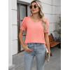 imageWomens Summer Tops Ruffle Short Sleeve V Neck Blouses Dressy Casual Loose Work T ShirtsPink