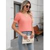 imageWomens Summer Tops Ruffle Short Sleeve V Neck Blouses Dressy Casual Loose Work T ShirtsPink