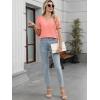 imageWomens Summer Tops Ruffle Short Sleeve V Neck Blouses Dressy Casual Loose Work T ShirtsPink
