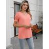 imageWomens Summer Tops Ruffle Short Sleeve V Neck Blouses Dressy Casual Loose Work T ShirtsPink